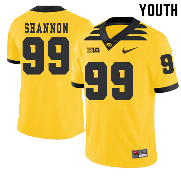 2019 Youth #99 Noah Shannon Iowa Hawkeyes College Football Alternate Jerseys Sale-Gold - Click Image to Close